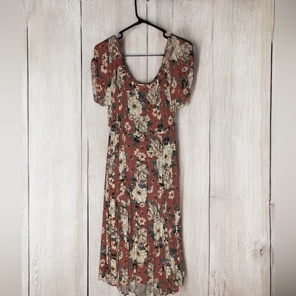 Torrid pink floral Midi dress with pockets - 1X - Picture 2 of 6